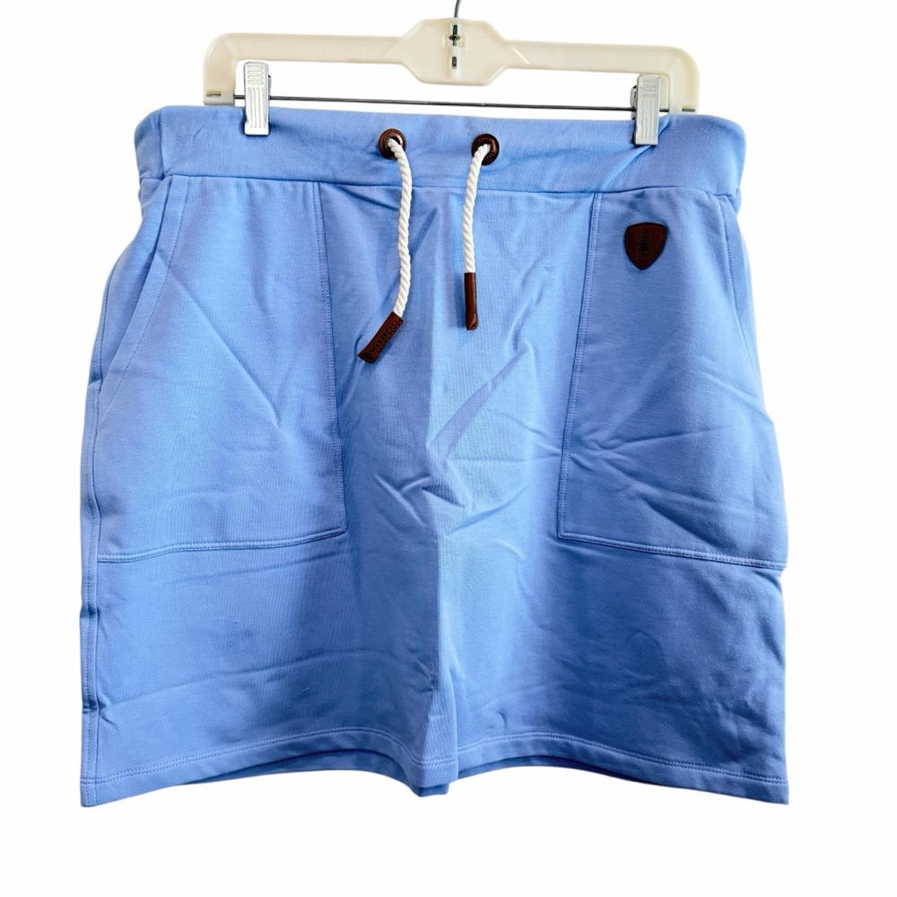 NWT Wanakome Jaya Lux Fleece Lined Skirt Blue Drawstring Cozy Sweatshirt Skirt L